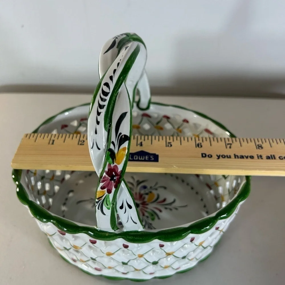 Ceramic hand painted basket